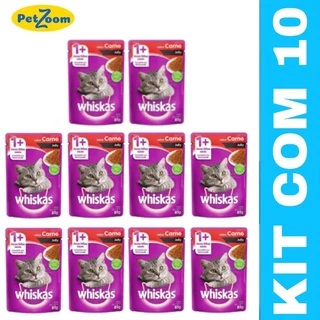 10Un Sache Alimento Para Gatos Whiskas Premium 85gr