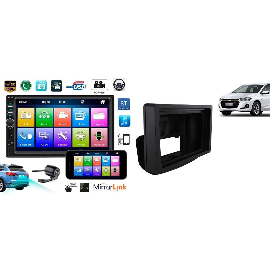 Central Kit Multimidia Radio Som Novo Onix 2020 2021 2022 Moldura 2Din ...