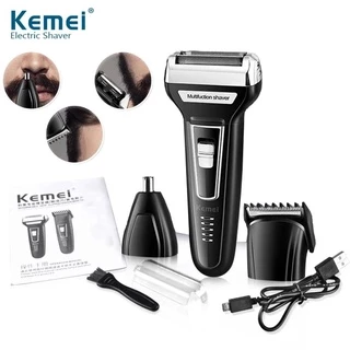 máquina de barbear kemei 3x1 fazer pezinho barba tirar pelo nariz sem fio recarregável kemei 3 em 1