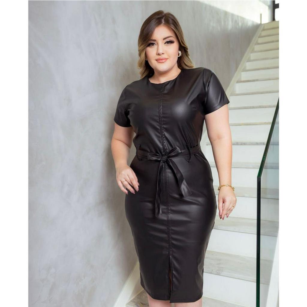 Vestido de couro store sintetico plus size