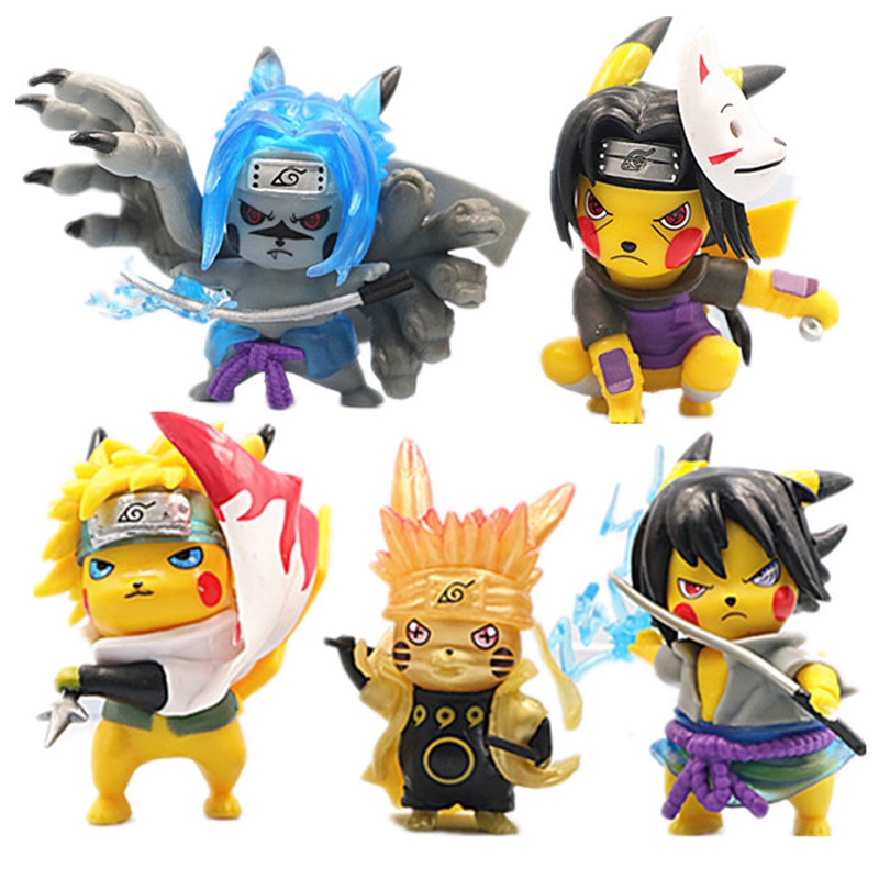 5 peças Uzumaki Naruto Anime Figuras Pikachu Cosplay Namikaze