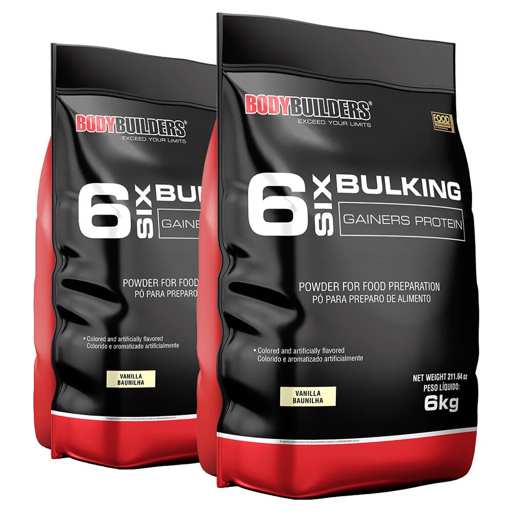 Kit 2x Hipercalórico 6 Six Bulking Gainers Protein 6kg Para Aumento de Massa Muscular Bodybuilders