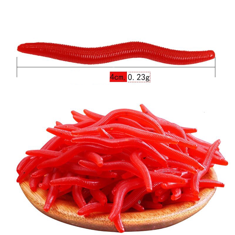 50Pcs/4cm Simulação De Iscas Macias De Pesca Artificiais Com Minhocas