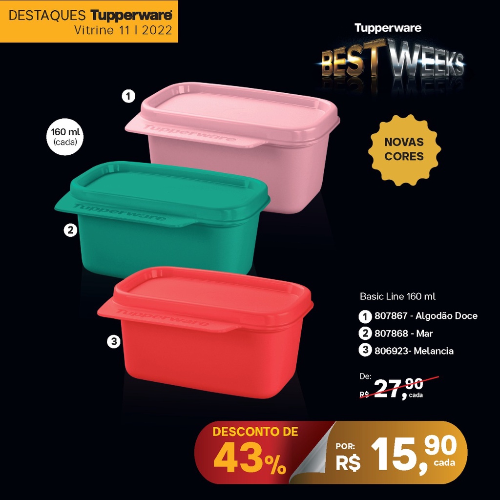 Basic Line 160ml, cada Tupperware Shopee Brasil