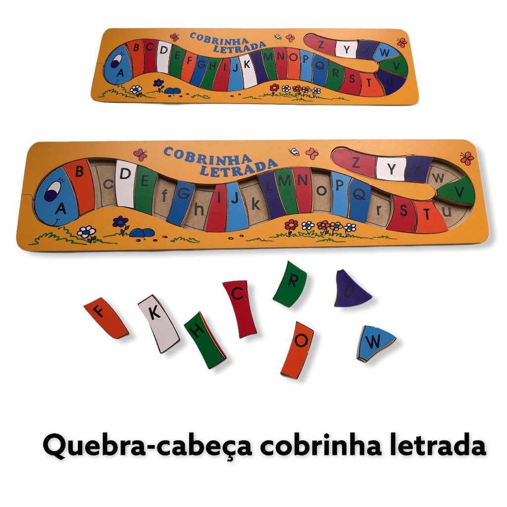 Cobrinha Letrada Quebra Cabeça Em Madeira - Multicolorido - Dicá :  : Brinquedos e Jogos