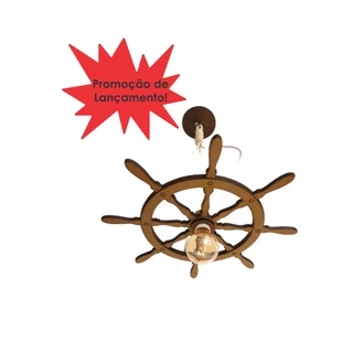 Luminária Rústica Lustre Pendente Timão Leme De Navio