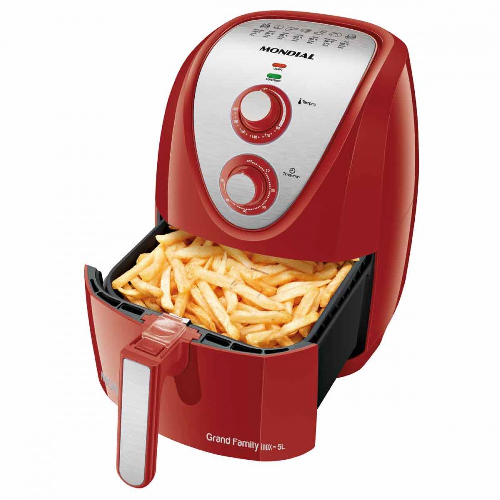 Fritadeira elétrica sem óleo Air Fryer 5L 1900W Grand Family Inox - AFN-50-RI - Mondial