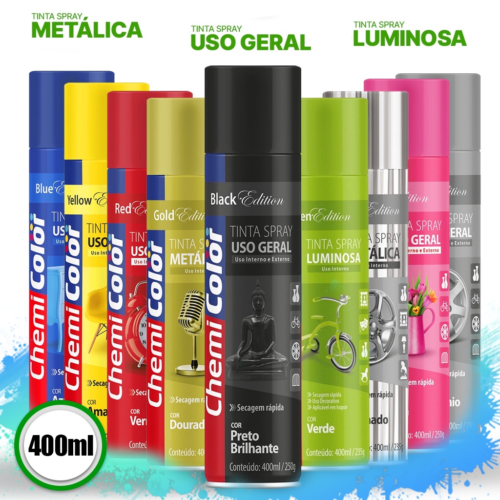 Tinta Spray Uso Geral Met Lica Luminosa Fluorescente Uso Interno E