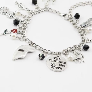 Pulseira Do Filme the Phantom of Opera Para Mulheres Máscara Violino Pingente Joias Pulseiras De Liga De Zinco Meninas