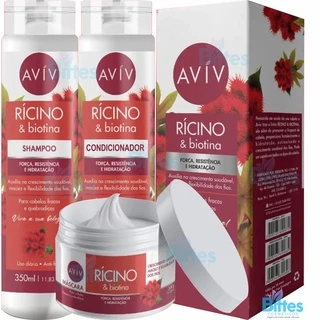 Kit Rícino e Biotina Aviv Cosméticos Força, Resistência e Hidratação Capílar