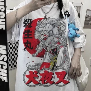 Camiseta Branca Anime Inuyasha Sesshomaru Yusuke Urameshi Feminino e Masculino
