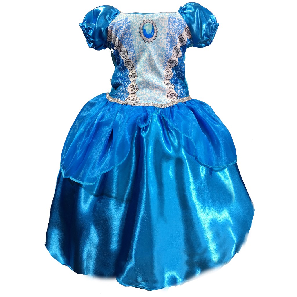 Vestido Cinderela Aniversário Azul 1 Ao 3 Luxo Princesa