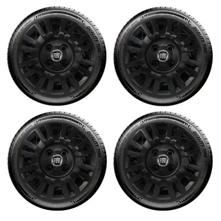 Jogo Calota Aro 13 Adaptável Palio Fire Economy Uno Mille Siena Emblema Preto - 4 Peças