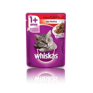 Ração Úmida Whiskas Sachê Gatos Adultos Carne ao Molho 85g