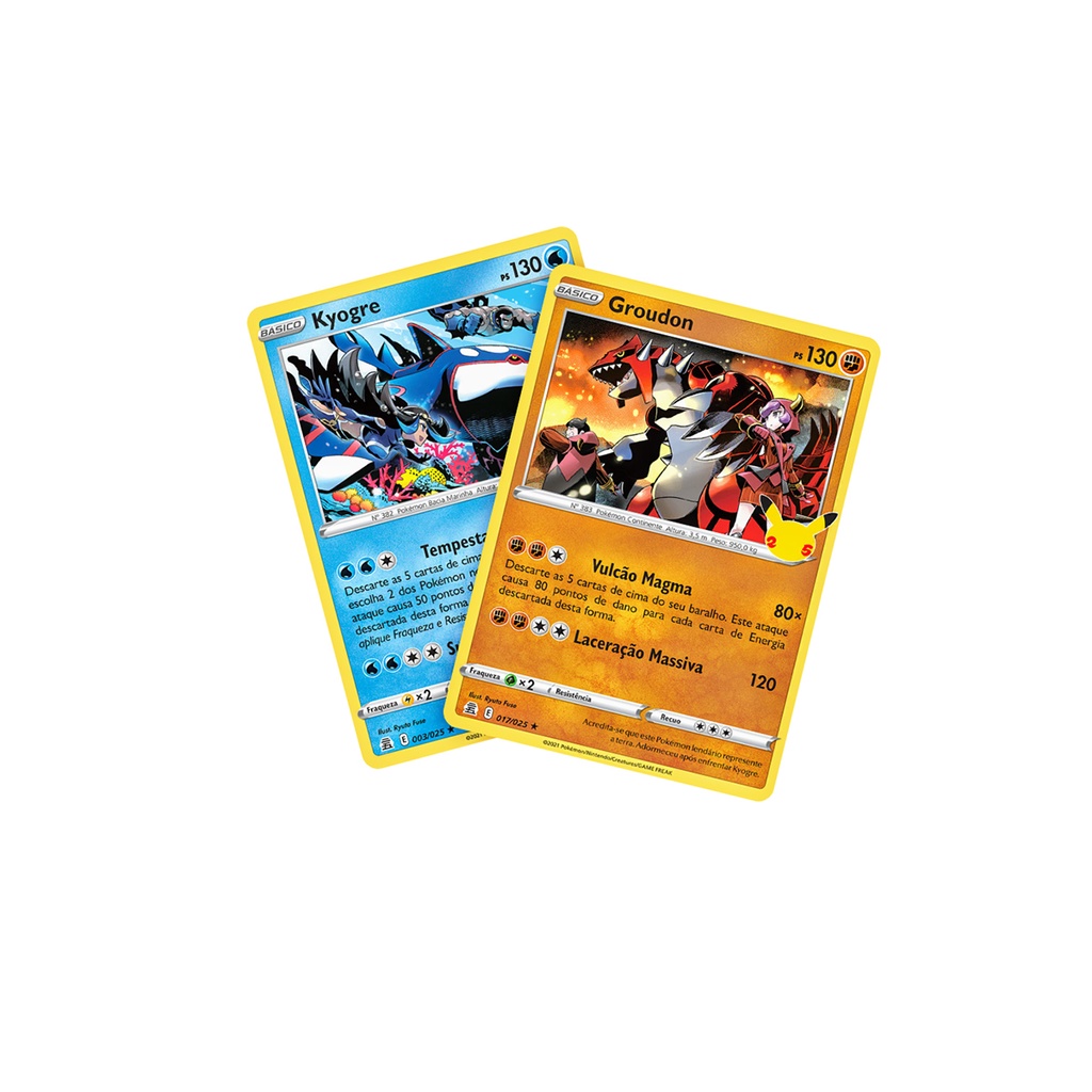 Cartas Pokemon Lendarios Kyogre e Groudon brilhantes