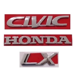 kit emblema letreiro cromado Honda Civic LX 3 peças ano modelo 97 até 2000