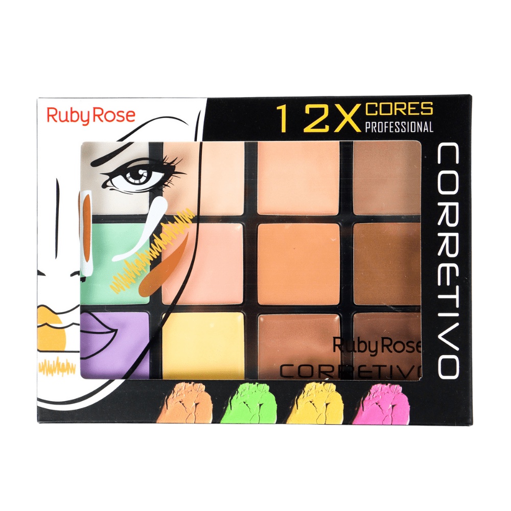 Paleta De Corretivo Cores Profissionais Cor Light HB Ruby Rose Shopee Brasil