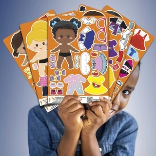 Cartela Paper Dolls - BONECAS ou BONECOS em Imã - Manta Magnética - 5 trocas de roupas - Magnetic Dress Up Dolls , Boneca(o) Magnética Vestir Bonecas(os) De Papel Doll Magnet Jogos , Fingir e Brincar for Girls and Boys