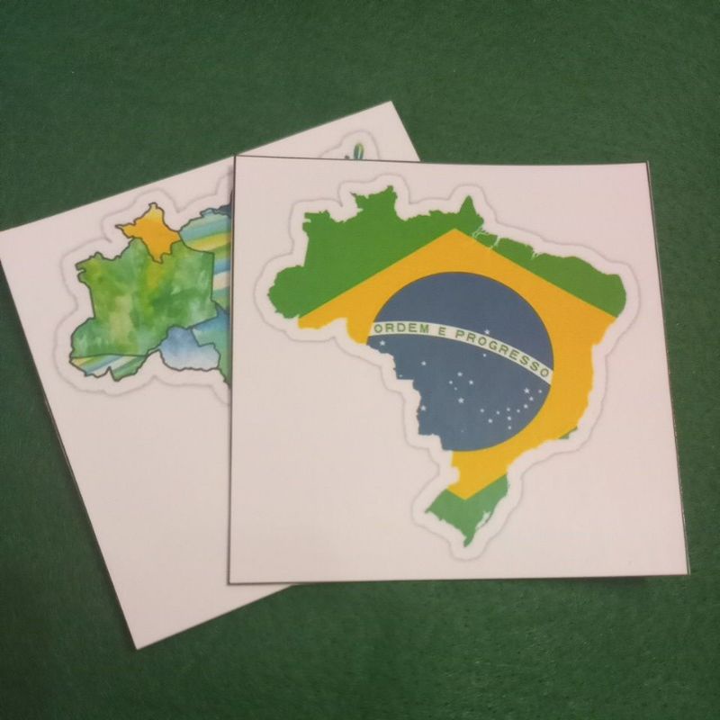 Adesivo/Sticker do mapa do Brasil, bandeira do Brasil, azul, amarelo e ...