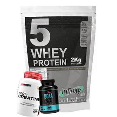 Kit Whey protein 5w + bcaa red series + creatina Black friday