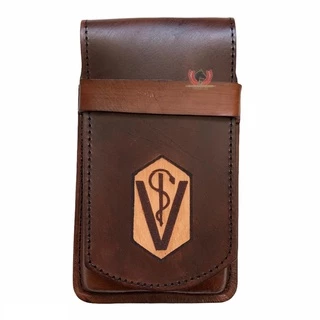 Capa Country Bainha de Couro Legítimo para celular Estampa Medicina Veterinária C09