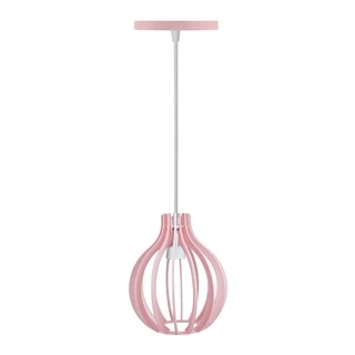 Lustre Pendente Rosa Bebê Cabo Branco Com Regulagem Altura