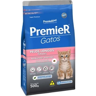 Ração Premier Ambientes Internos Gatos Filhotes Pelos Longos Salmão