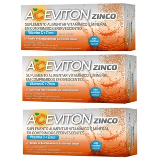 Vitamina C + Zinco 1g Kit C/3 unidades-Aceviton Zinco Cimed C/10 Comprimidos efervescente Cada Caixa
