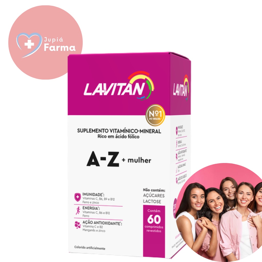 Suplemento Multivitamínico E Minerais Lavitan A-Z Mulher Com 60 ...