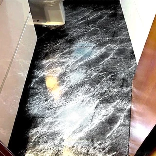 Adesivo De Piso Mármore Preto Gloss Autocolante Impermeável 2m