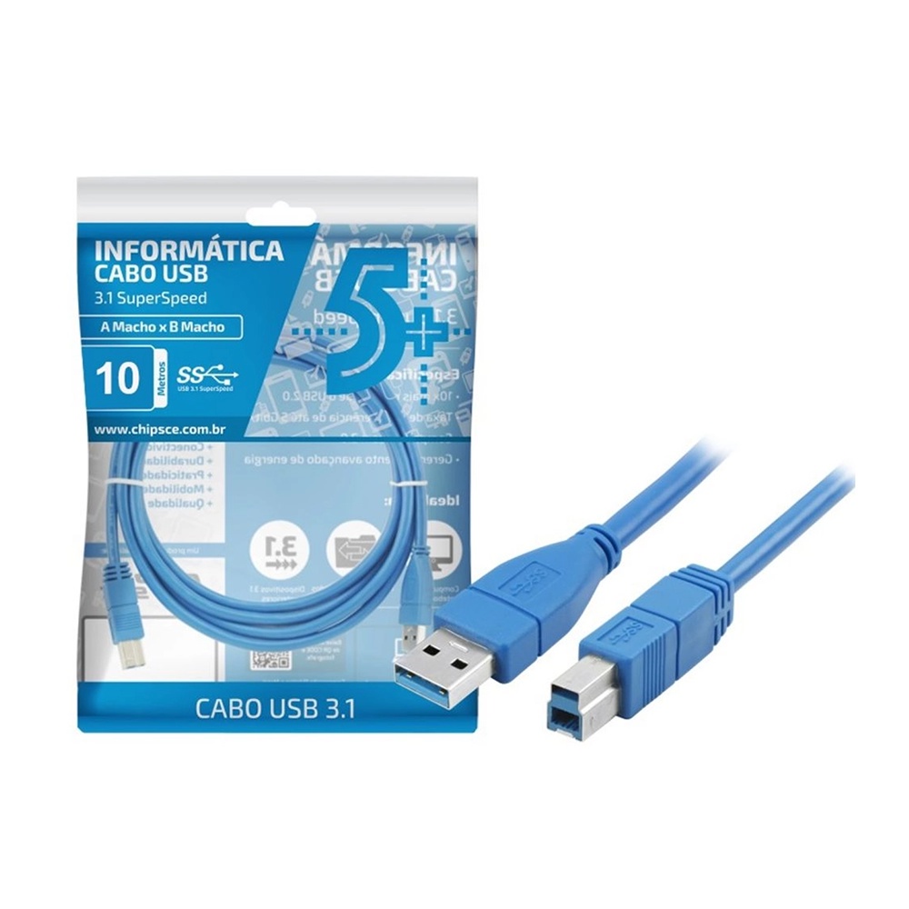 Cabo Usb 31 A Macho B Macho Para Impressoras E Scanners 10 Metros 5 Shopee Brasil 8988