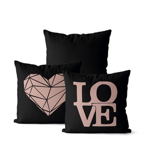 Kit 3 capas de almofadas decorativas geométrica love