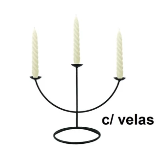 Castiçal 3 Arcos 31 Cm com Velas Brancas Velitas Decoração Porta vela
