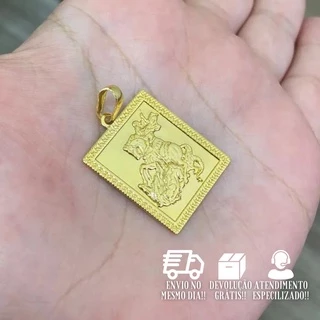 Pingente Masculino De Ouro Placa São Jorge Banhado a Ouro 24k Pingente De São Jorge em Oferta na Shopee