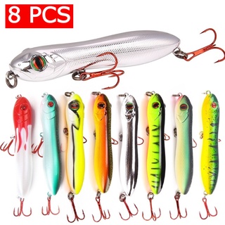Kit 08 Iscas Artificiais Importadas Pencil Zara Zig Zag De Superfície de 10 cms e 16 gramas Pesca Tucunaré Traíra Dourado Robalo Black Bass