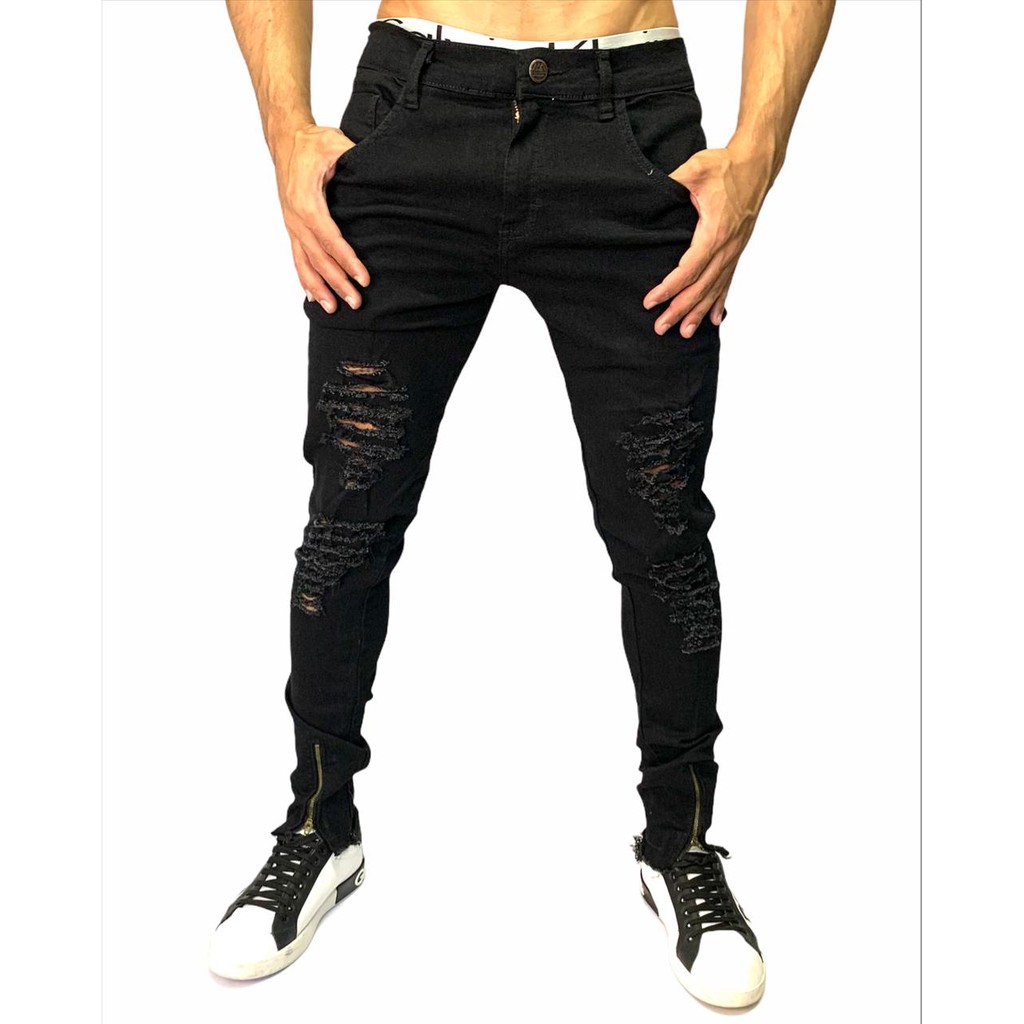 Calça masculina hot sale skinning preta