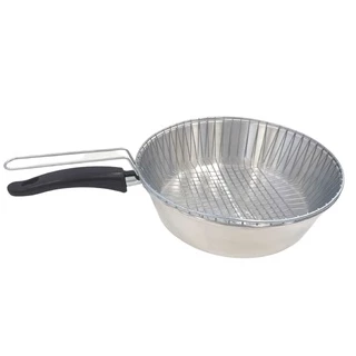 Frigideira fritadeira com cesto de fritura - panela fritadeira com cesto para fritar em alumínio polido alta qualidade e reforçada com selo do inmetro