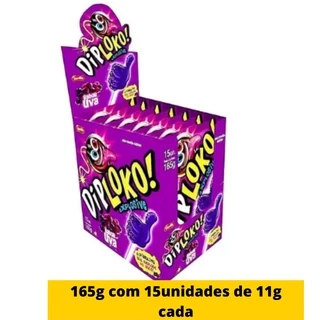Pirulito Dip Loko Pó Explode Na Boca 15un 11g Cada - Uva