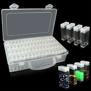 42 64 84 124 Grades Caixa De Armazenamento De Pintura Com Diamante Portátil Organizadora De Contas De Sementes DIY Nail Art Container Plástico