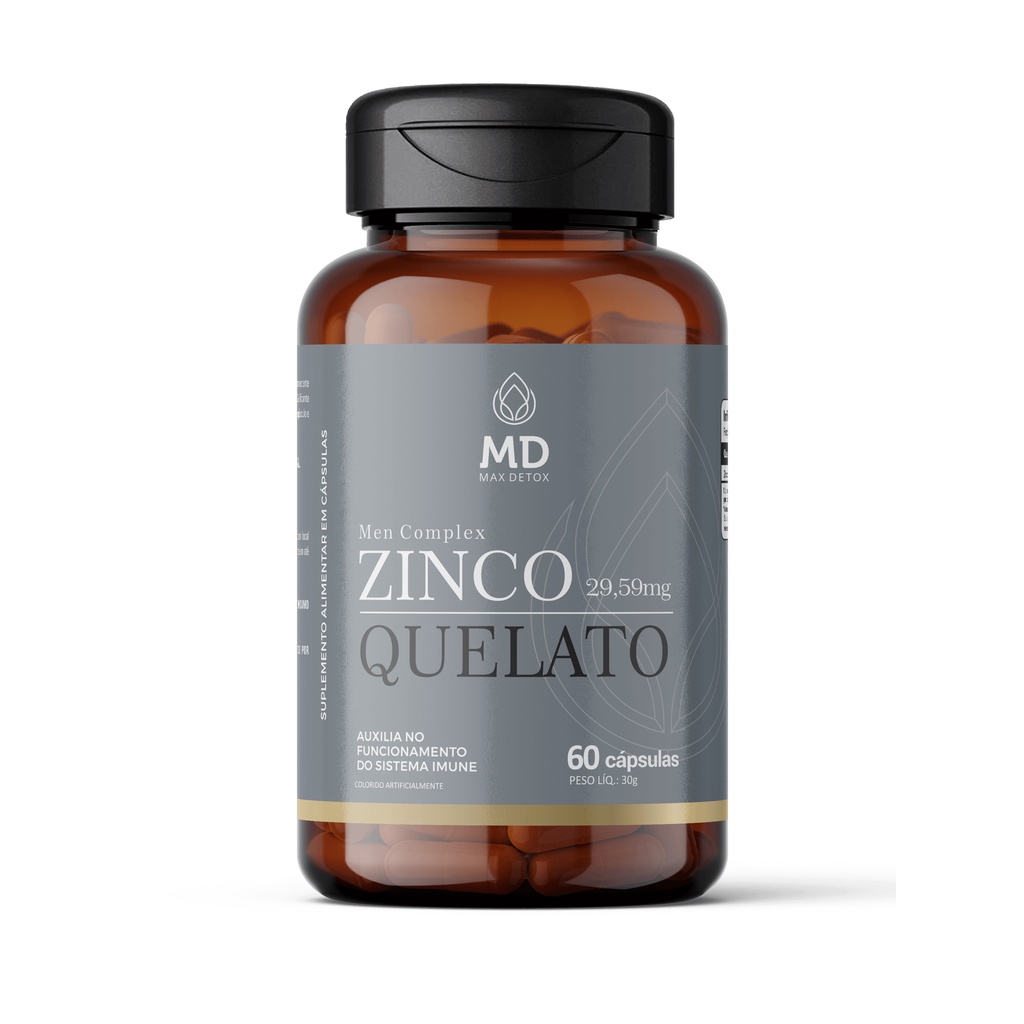 Zinco Quelato 29,59mg 60 Cápsulas Max Detox