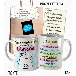 Caneca Signo Libra Meme Flork para Libriana com Embalagem cd