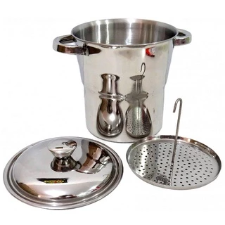 Penela Cuscuzeira Tradicional 100% Aço Inox Cuscuz Top Oferta