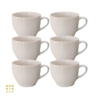 Jogo 6 Xicara Café Chá Porcelana Branca 170ml - Mundo da Porcelana