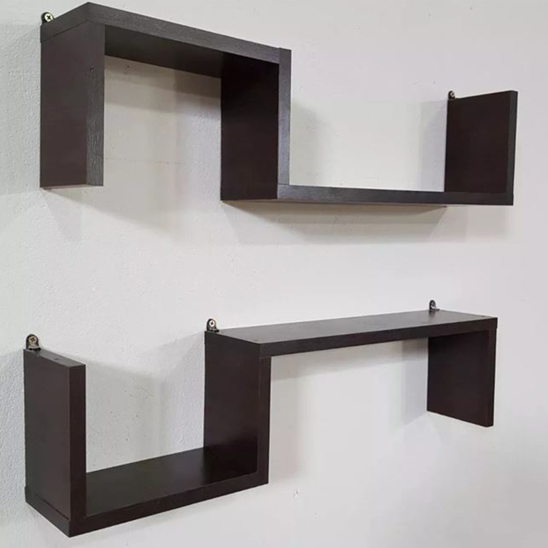 Kit 2 Nicho Zig Zag 60x15x10p Marrom Decorativo Mdf