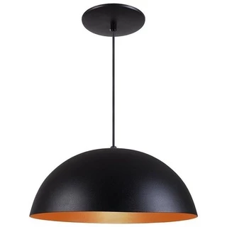 Pendente Luminaria Meia Lua Preto com cobre 40 cm Aluminio DecoraçõesTeto Sala Quearto Area Externa e interna elegante