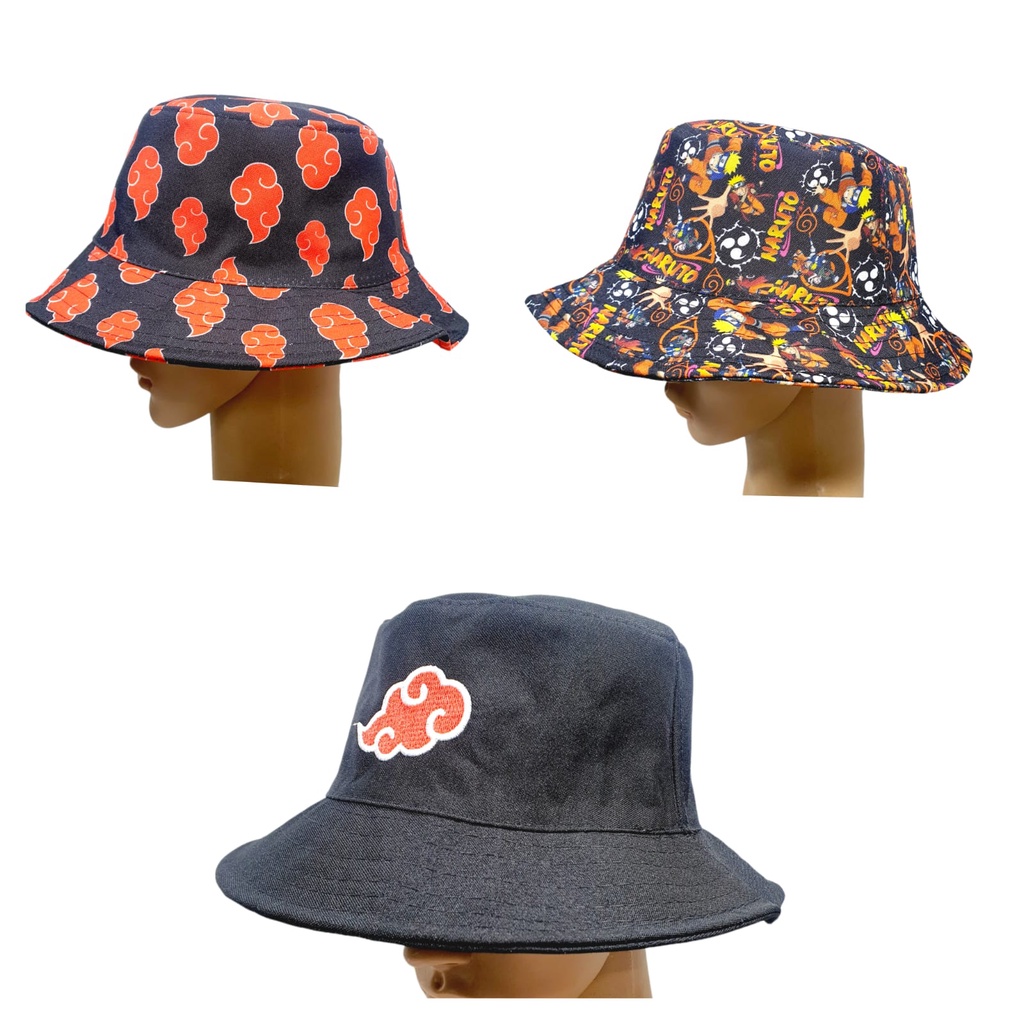 Chapéu Naruto Akatsuki Bucket Hat New Cap Anime Nuvem - Megafull