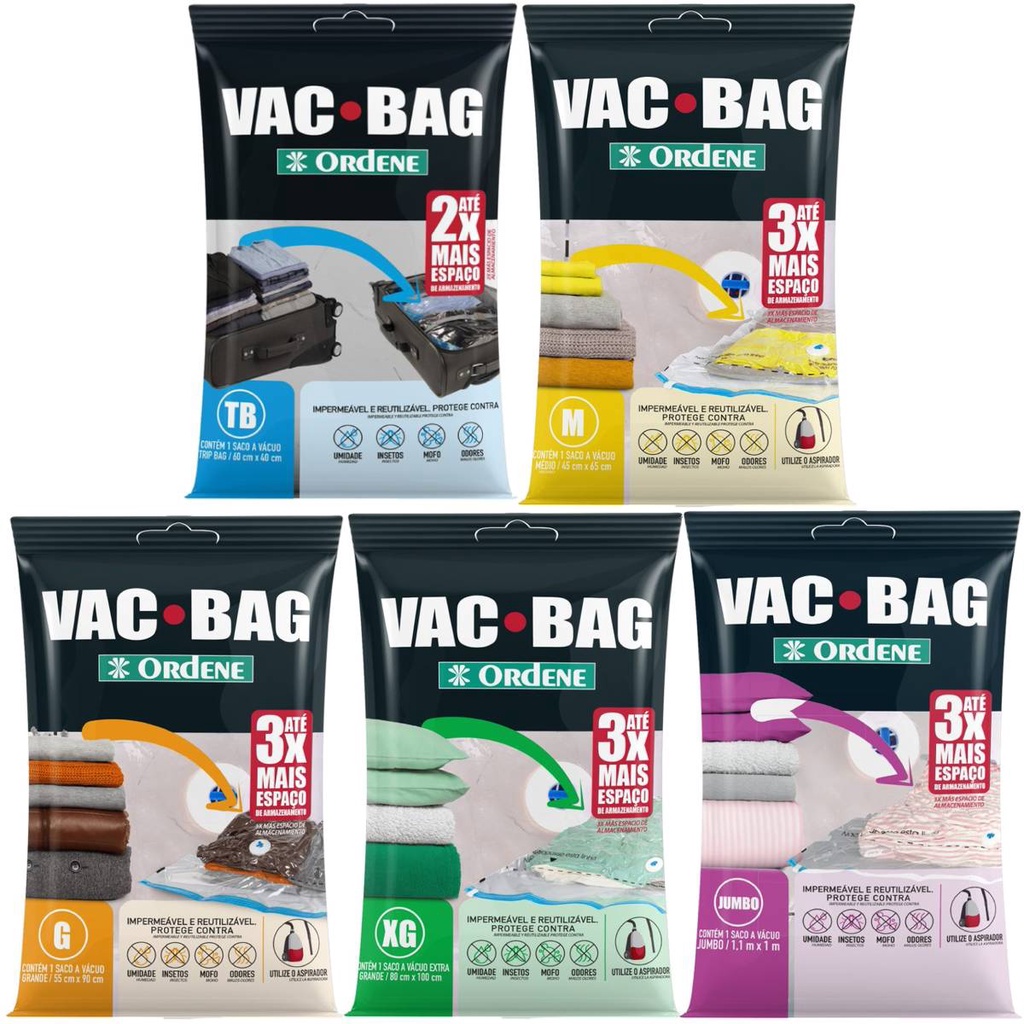 Saco A Vacuo Ordene Vac Bag Trip Médio Grande Extra Grande Jumbo para