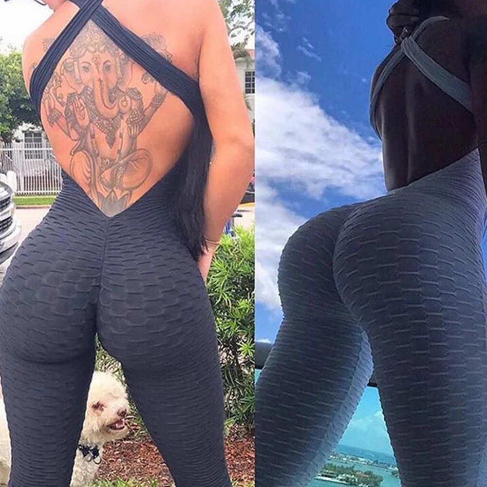 Macacões Femininos Legging Fitness Academia Esportes Sexy Costa Nua Levanta Bumbum Ioga