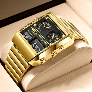 Relógio masculino LIGE Marca Top Luxo Masculino Ouro Inoxidável Relógio À Prova D 