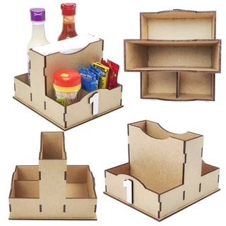 Kit 10 Porta Guardanapos Galheteiro Mdf Crú Lanchonete Bar